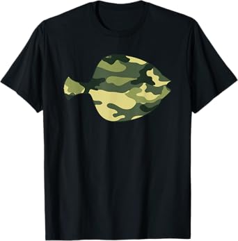 Military Flounder Camo Men Print US Food fish Veteran Gift T-Shirt
