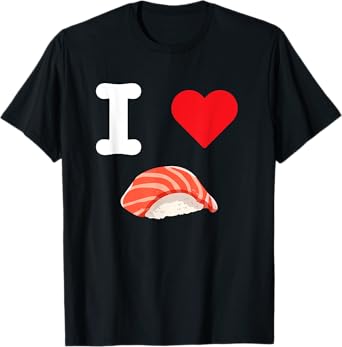 I Love Salmon Sushi Nigiri Seafood Japanese Food Fish Rice T-Shirt