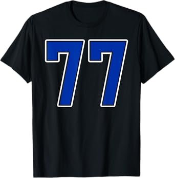 Royal Blue White Number 77 Jersey Player Uniform #77 T-Shirt