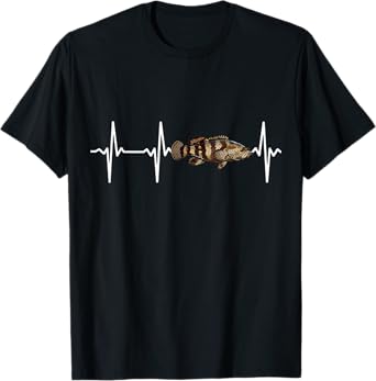 Goliath Grouper Heartbeat For Saltwater Fish Fishing Lovers T-Shirt