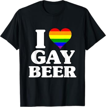 I Love Heart Gay Beer - Rainbow Gay Pride Heart T-Shirt