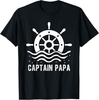 CAPTAIN PAPA Boating Father's Day Pontoon Captain Boat Lover T-Shirt