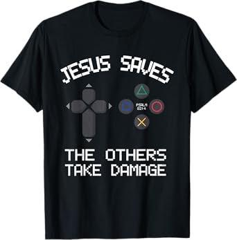 Vintage Christian Video Gamer Jesus Saves T-Shirt