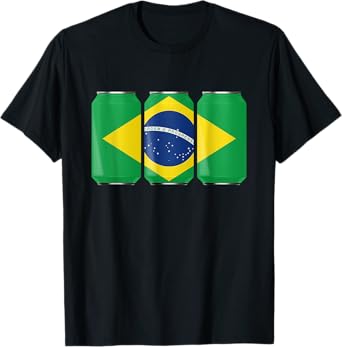 Patriotic Beer Cans Brazil w/ Brazilian Flag T-Shirt for Women Men