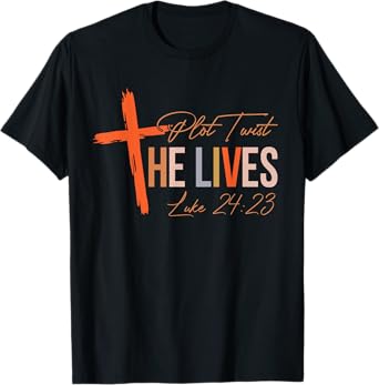 Vintage Plot Twist He Lives Cross Funny Christian Easter Day T-Shirt