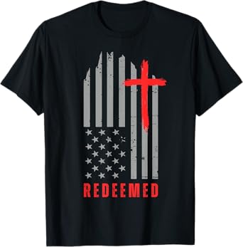 America Pride US Flag Redeemed Cross Christian Shirt T-Shirt