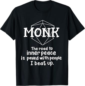 RPG Gamer Monk Funny Character Joke Roleplaying Games T-Shirt
