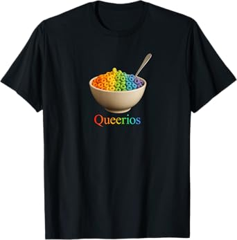 Queerios Cereal Rainbow LGBTQ Pride Month Joke T-Shirt
