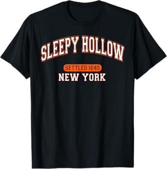 Sleepy Hollow New York Settled 1640 Sports White Orange T-Shirt