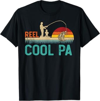 Mens Reel Cool Pa Vintage Retro Fishing Father's Day T-Shirt
