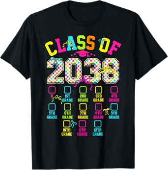 Vintage Retro Class Of 2038 Grow With Me Checklist Graduate T-Shirt