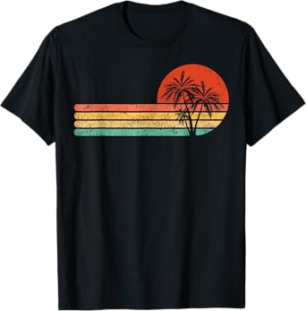 Vintage Summer Vacation Men Women Retro Beach Palm Tree T-Shirt