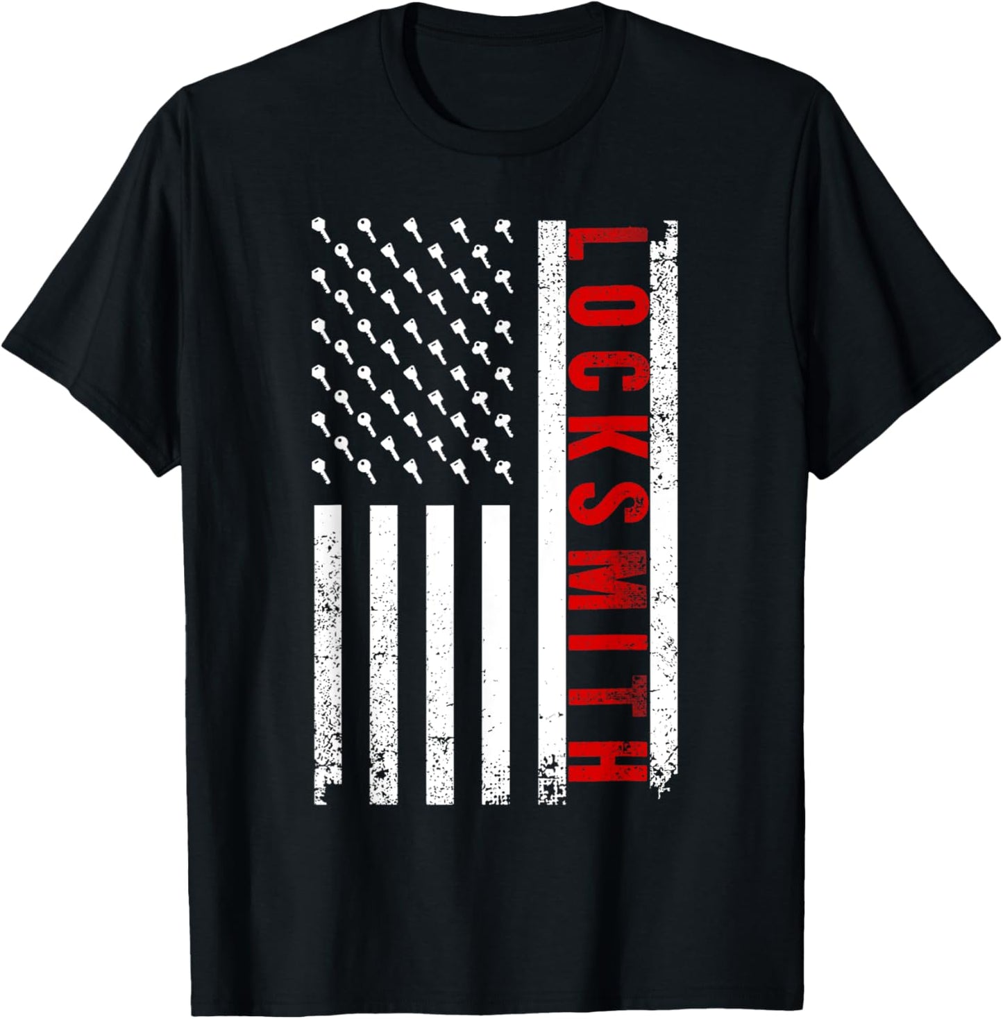Cool Locksmith Art For Men Women American Flag Lock Picker T-Shirt