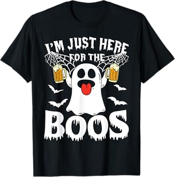 I'm Just Here for The Boos Cute Ghost Beer Halloween Costume T-Shirt