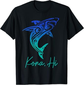Kona Hawaii Shark Diving Fishing Surfing Surfer Hawaiian T-Shirt