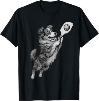 Australian Shepherd Playing Pickleball Sports Dog Lover T-Shirt