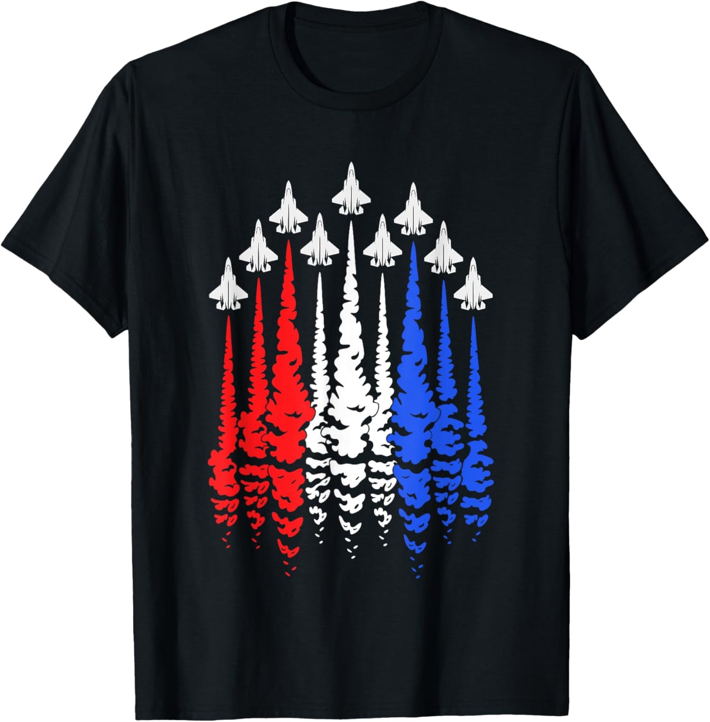 Red White Blue Patriotic Jets Shirt USA Men Boys 4th of July T-Shirt