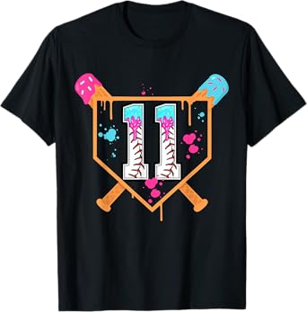 Baseball 11th Birthday Boy Ice Cream Drip 11 Year Old Bday T-Shirt