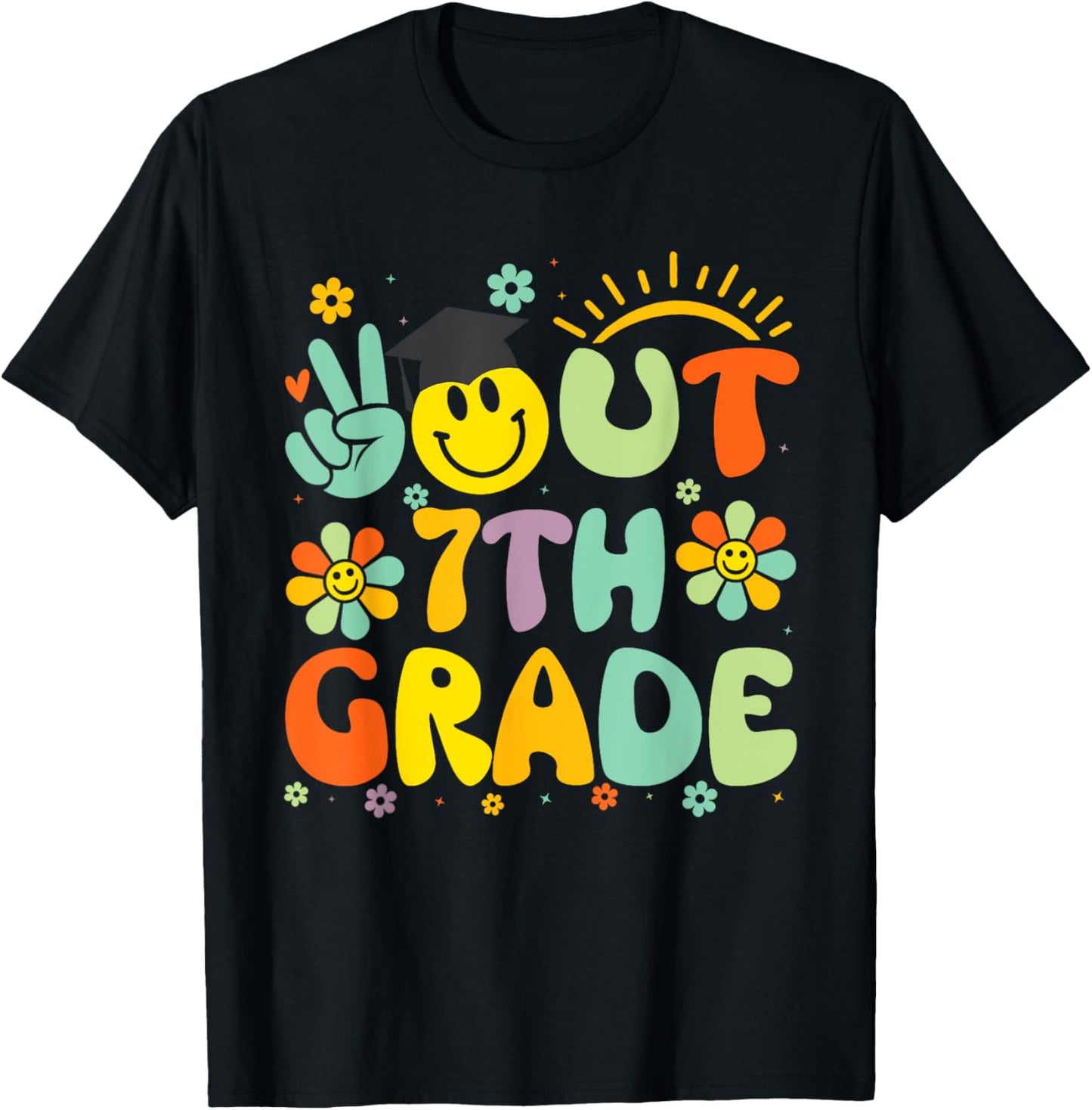 Peace Out 7th Grade Class Of 2025 Goodbye Graduation School T-Shirt