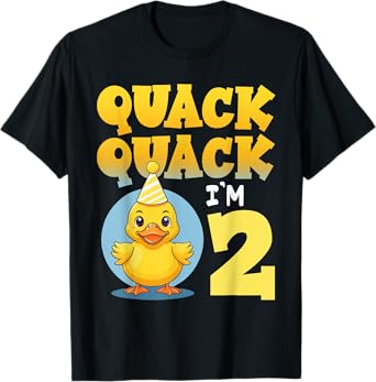 Quack Quack I'm 2 Year Old 2nd Birthday Duck Boys Girls Kids T-Shirt