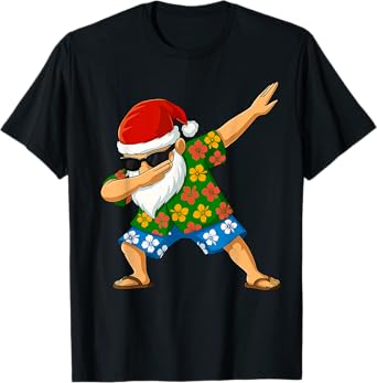 Dabbing Santa Hawaiian Beach Outfit Summer Christmas in July T-Shirt