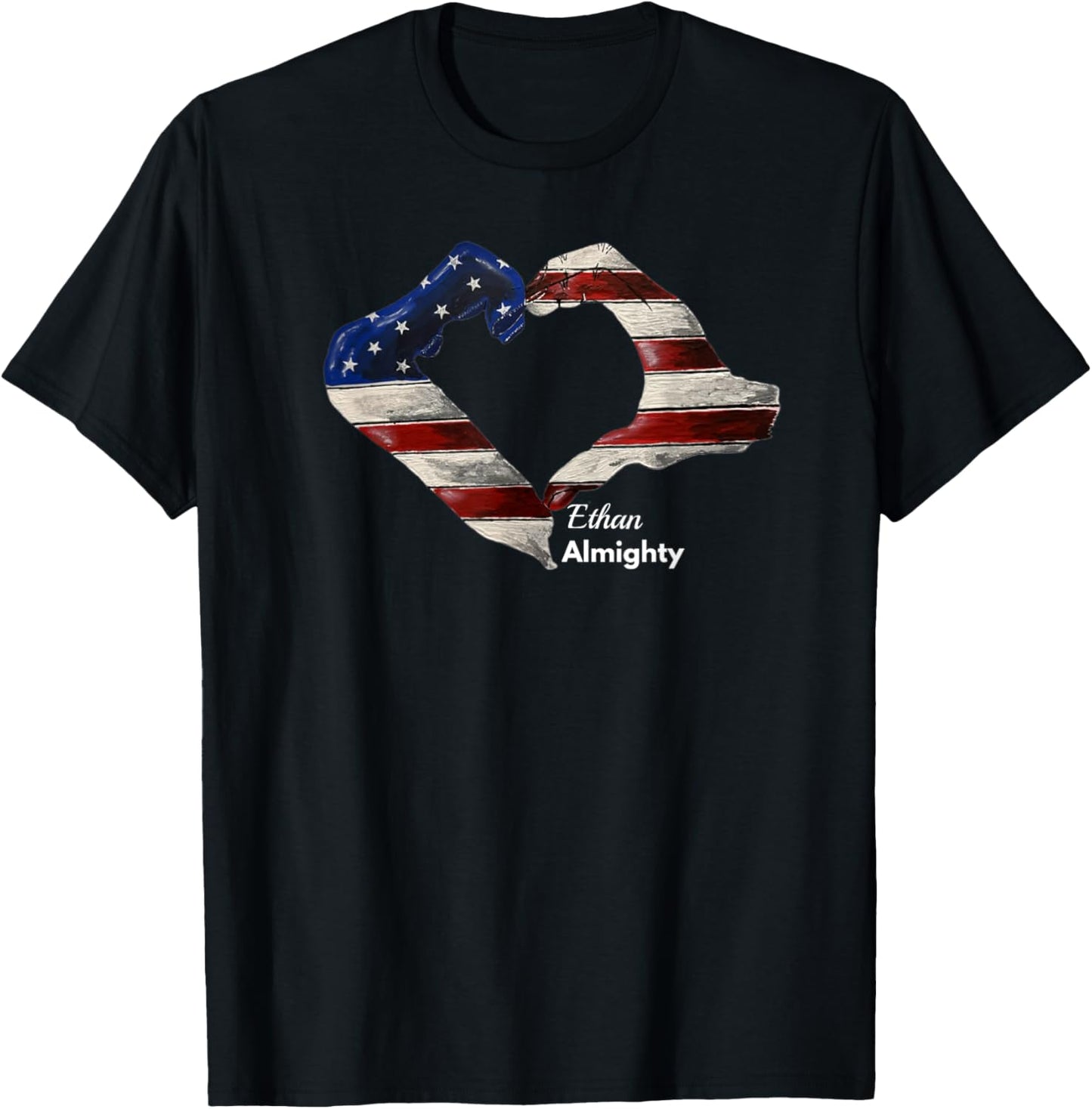 Ethan Almighty American Flag Heart T-Shirt