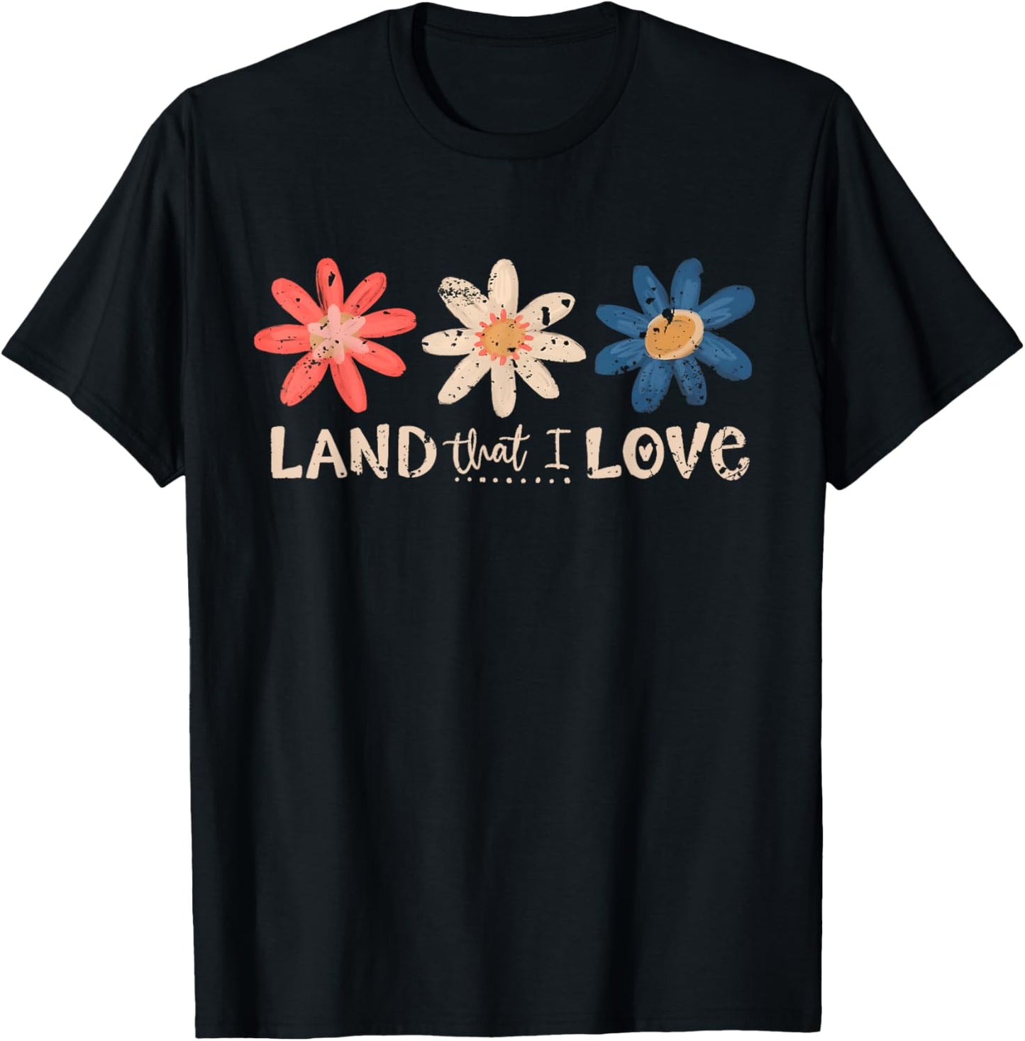 Retro 4th Of July Land That I Love Floral Independence Day T-shirt