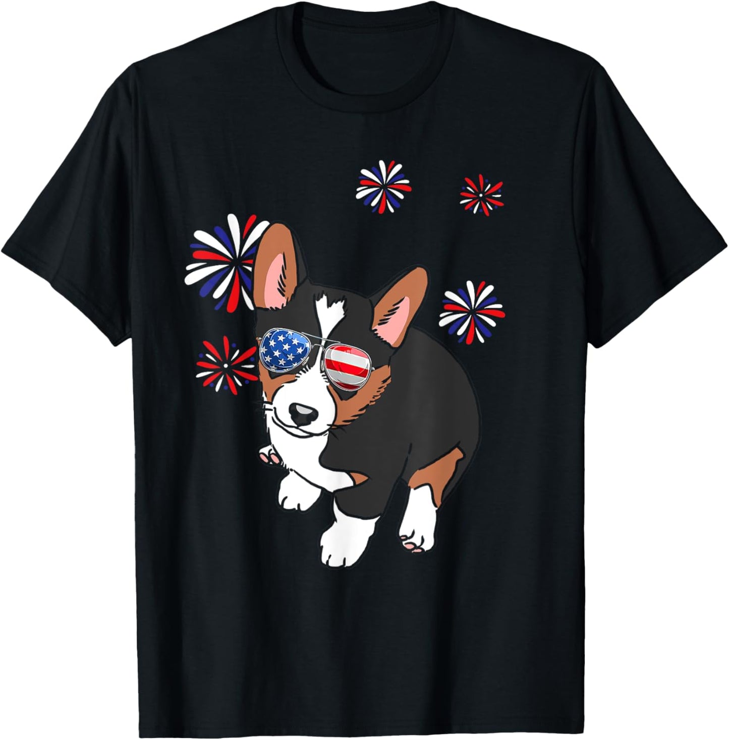 Patriotic Tricolor Corgi USA Flag 4th of July Dog Lover T-Shirt