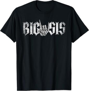 Big Sis Rock On Skeleton Hand Rock & Roll Music Band Sister T-Shirt