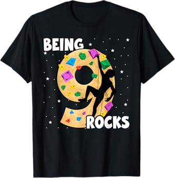 9 Year Old Rock Climbing 9th Birthday Adventures Climber T-Shirt