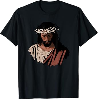 African American Jesus Portrait Black Christian T-Shirt