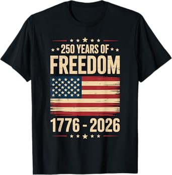 250 Years Freedom USA Flag 1776 2026 Vintage T-Shirt