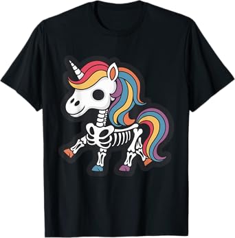 Funny Skeleton Unicorn Lovers Spooky Halloween Costume Girls T-Shirt