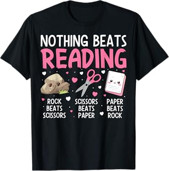 Rock Paper Scissors Vintage Nothing Beats Reading Hand Game T-Shirt
