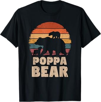 Poppa Bear Vintage Retro Funny Father's Day 2 Cubs Kids T-Shirt