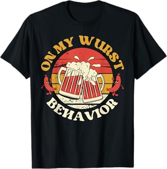 Oktoberfest On My Wurst Behavior Funny Beer Festival German T-Shirt