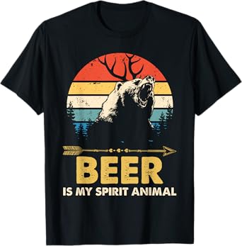 Beer Is My Spirit Animal Bear Deer Beer T-Shirt Gift T-Shirt