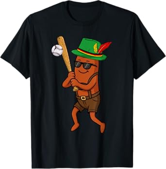 Wurst Sausage Playing Baseball Oktoberfest Festival Men Boys T-Shirt