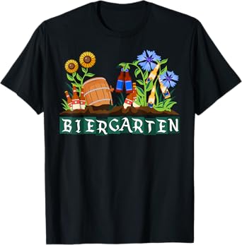 Retro Biergarten Sunflowers Cornflowers Octoberfest T-Shirt