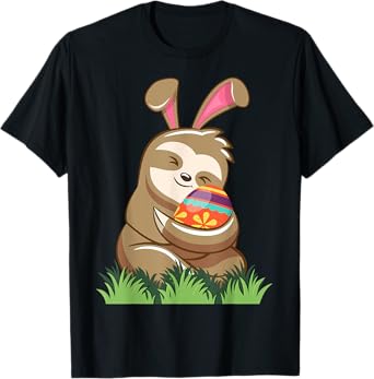 Easter Sloth Bunny Tee Easter Basket Eggs Hunting Sloth T-Shirt