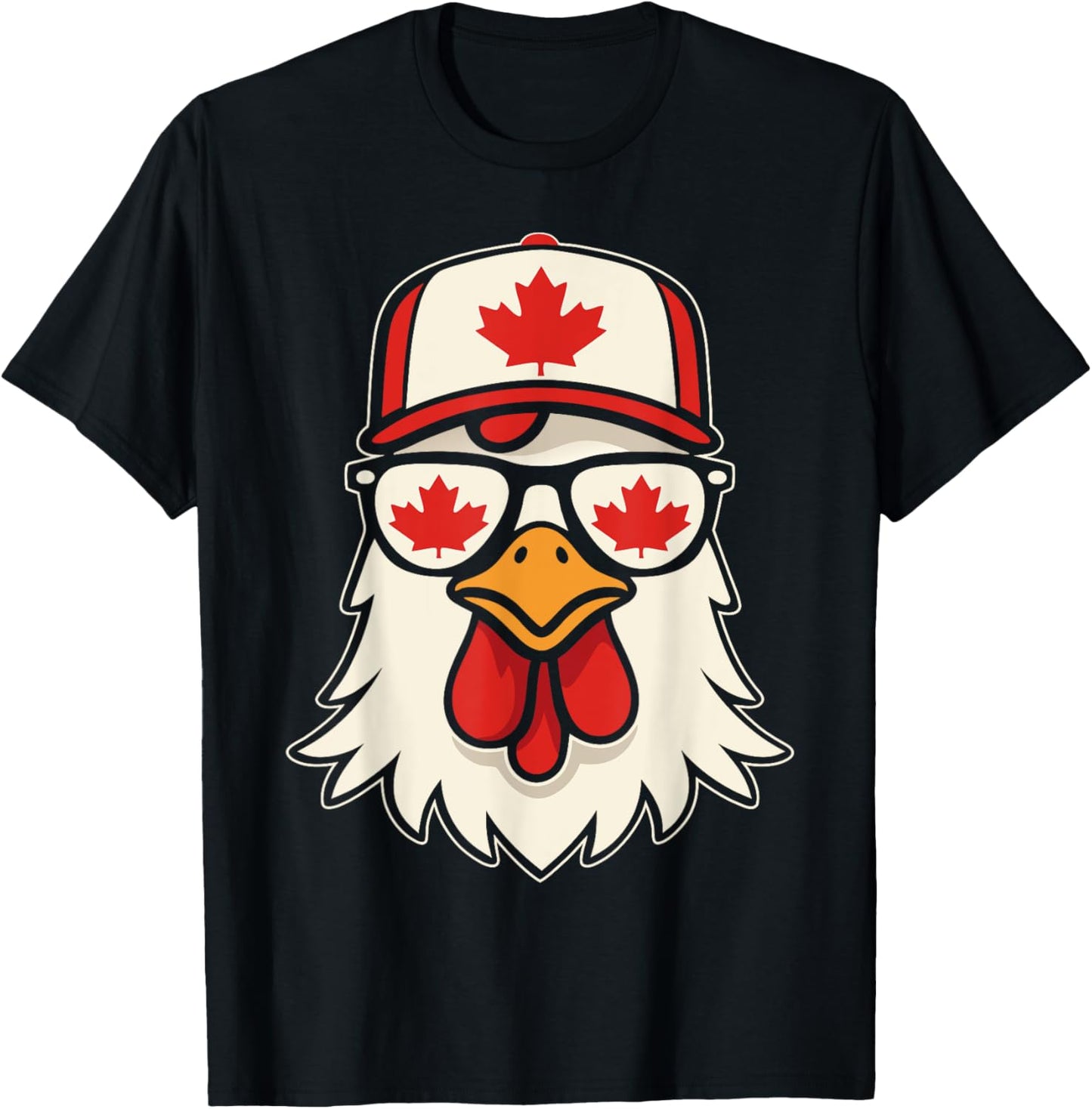 Canada Day Canadian Flag Maple Leaf Chicken Sunglasses T-Shirt