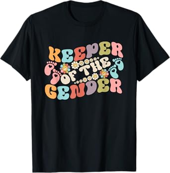 Gender Reveal Keeper of the Gender Groovy Flower Retro T-Shirt