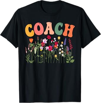 Retro Groovy Floral Coach Wildflower Tees for Women T-Shirt
