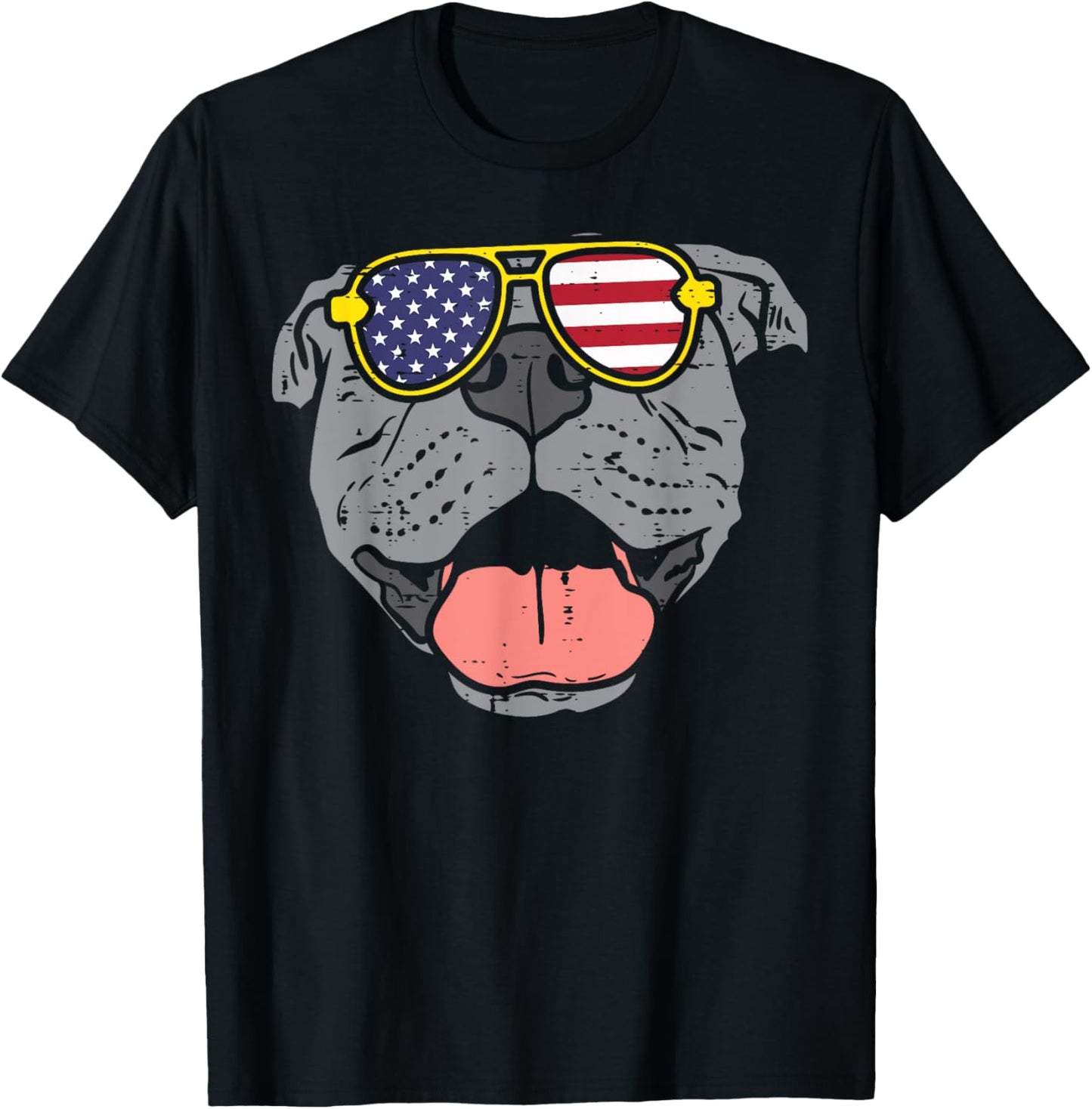 Pitbull Pit American USA Flag 4th Of July Fourth Dog T-Shirt