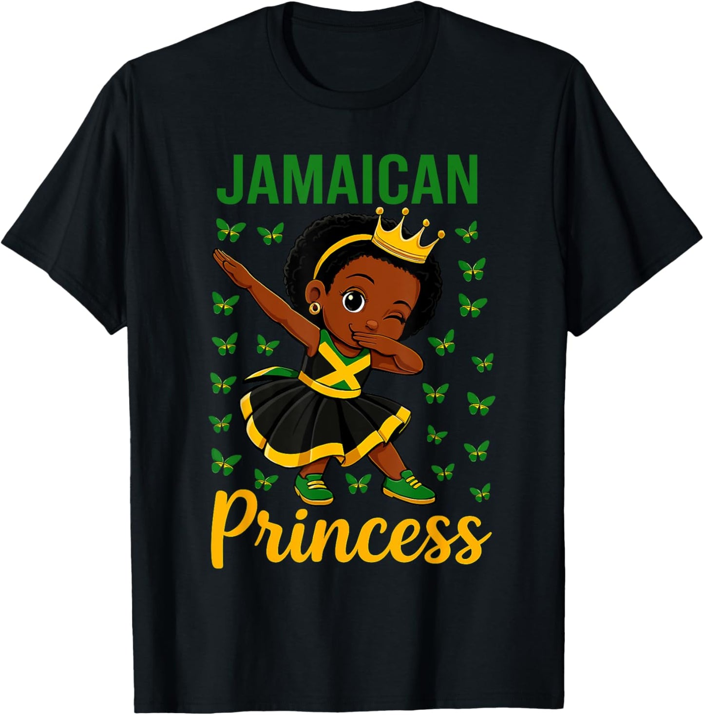 Dabbing Jamaican Princess Girl Jamaica Flag for Girls T-Shirt