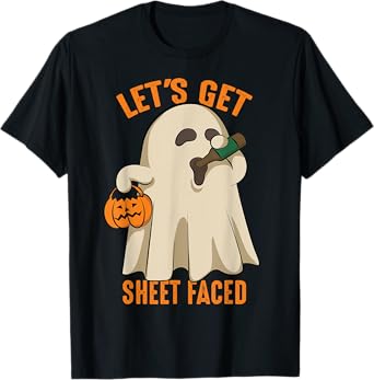 Let's Get Sheet Faced | Funny Halloween Drinking Gift T-Shirt