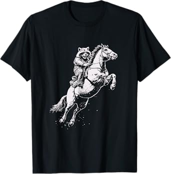 Funny Raccoon Rodeo Rider T-Shirt