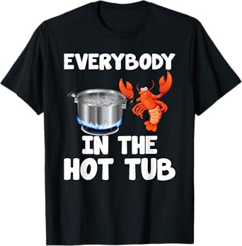 Crawdad Apparel Unisex-Adults Black Cotton Polyester Casual Humorous Funny Crawfish Boil Theme T-Shirt