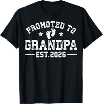 Promoted to Grandpa est. 2026 Grandparents Baby Announcement T-Shirt
