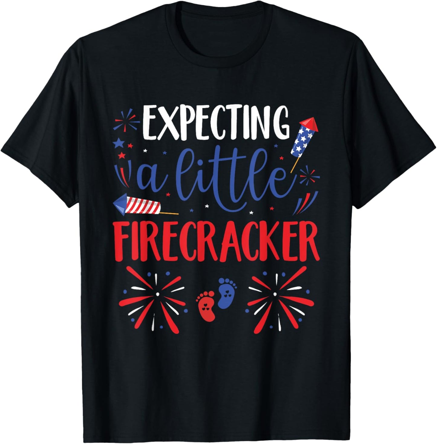 Expecting A Little Firecracker Mom Dad 4th Of July Pregnancy T-Shirt